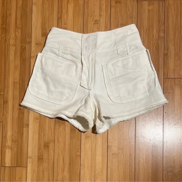 Derek Lam Frayed Toggle Shorts in Off White / Cream Size 0 - Picture 3 of 12